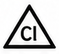 Älteres Dreiecks-Pflegesymbol mit Cl für Chlorbleiche